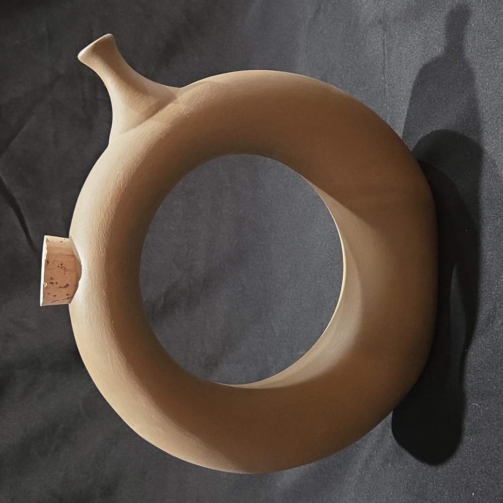 Vintage Hartstone Pottery Donut-Shaped Wine Decanter Signed